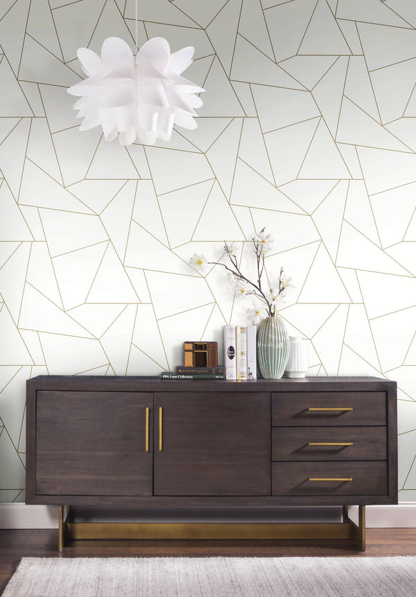 Wallpaper Fractured Prism Peel & Stick Wallpaper // Gold Metallic 