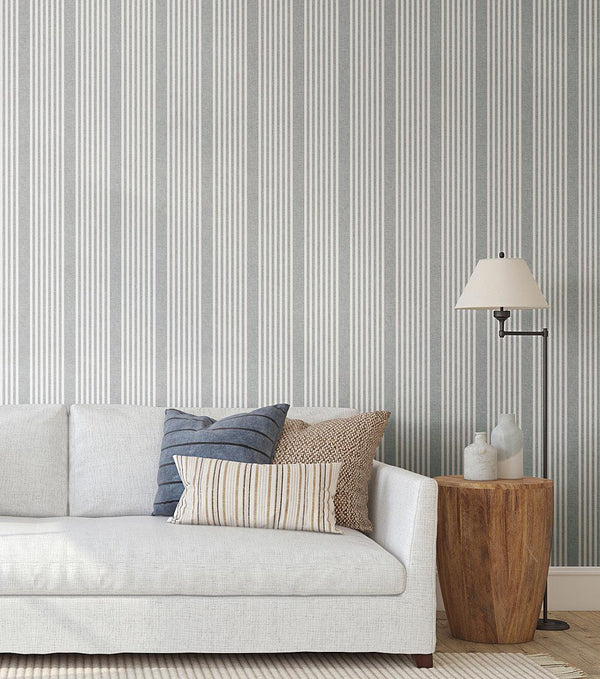 Wallpaper French Linen Stripe Peel & Stick Wallpaper // Grey 