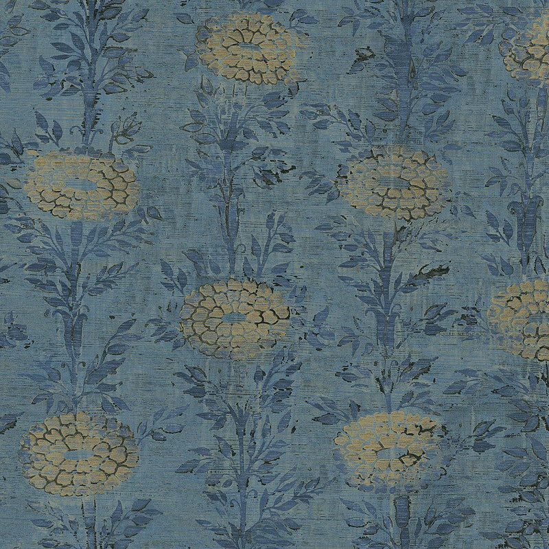 Wallpaper French Marigold Wallpaper Sample // Blue & Gold 8 x 10 