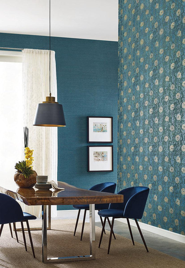 Wallpaper French Marigold Wallpaper // Teal & Gold 