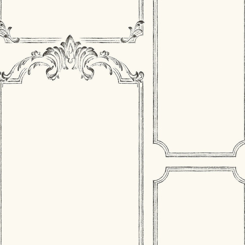 Wallpaper French Panel Wallpaper Sample // White & Black 8 x 10 