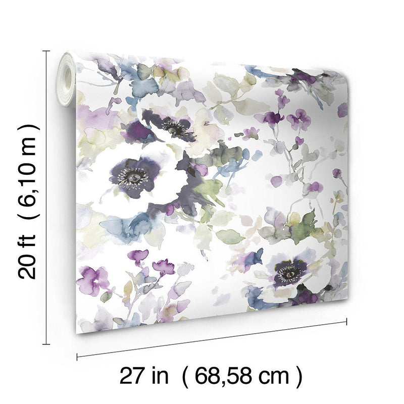 Wallpaper Garden Anemone Peel & Stick Wallpaper // Lilac & Green 