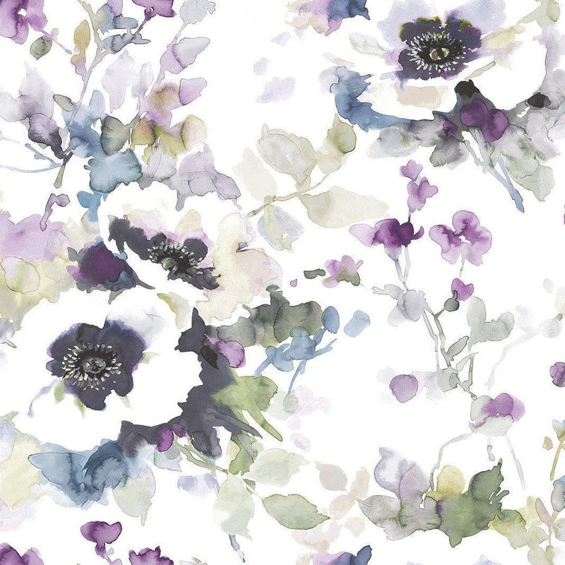 Wallpaper Garden Anemone Peel & Stick Wallpaper Sample // Lilac & Green 8 x 10 