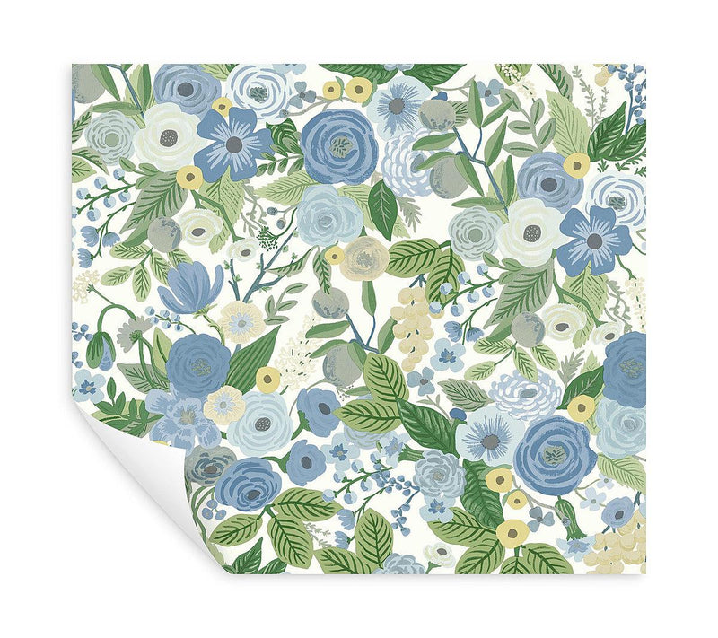 Wallpaper Garden Party Peel & Stick Wallpaper // Blue & Green Multi 