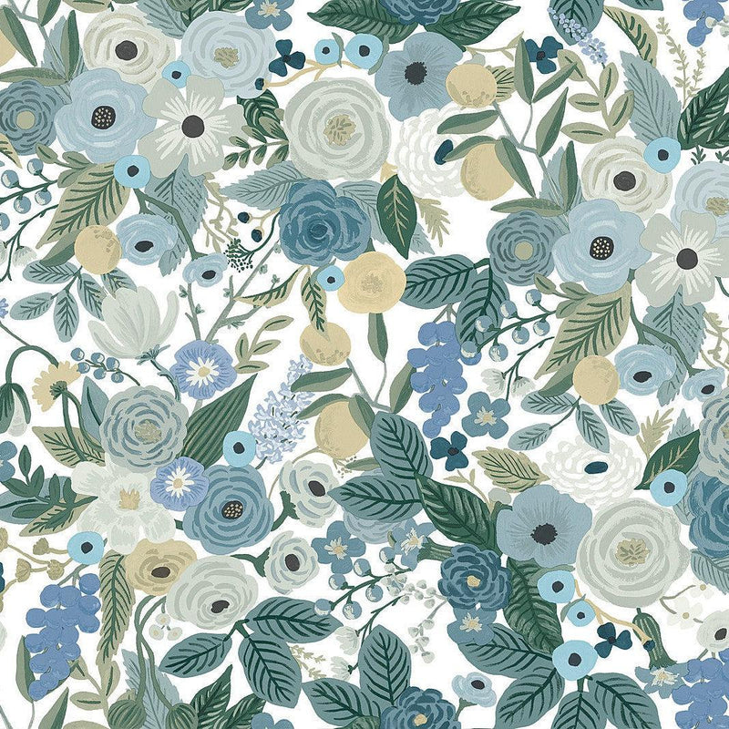 Wallpaper Garden Party Peel & Stick Wallpaper Sample // Blue 8 x 10 