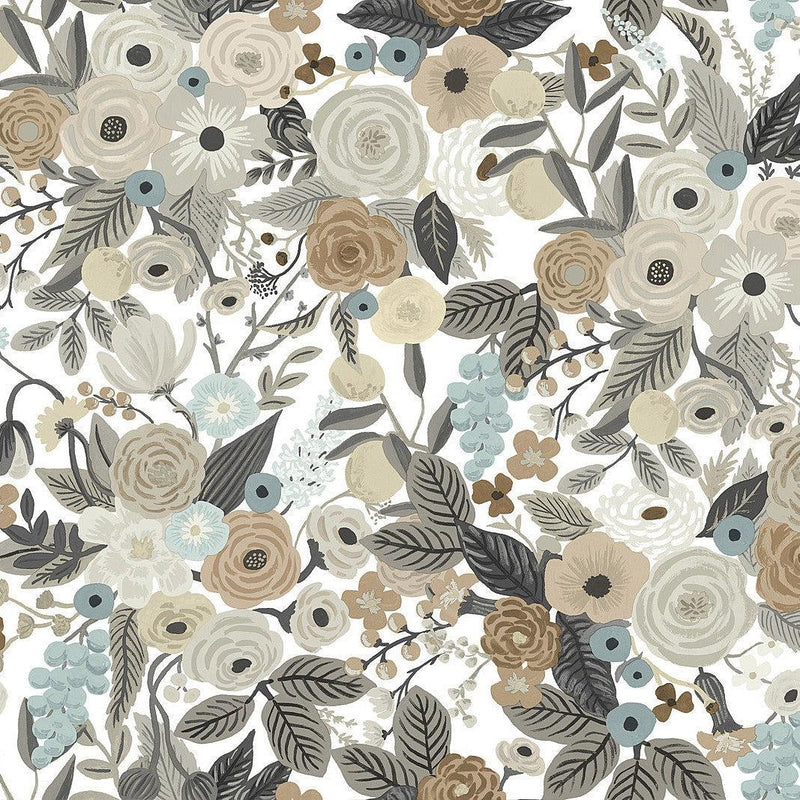 Wallpaper Garden Party Peel & Stick Wallpaper Sample // Off White & Brown 8 x 10 