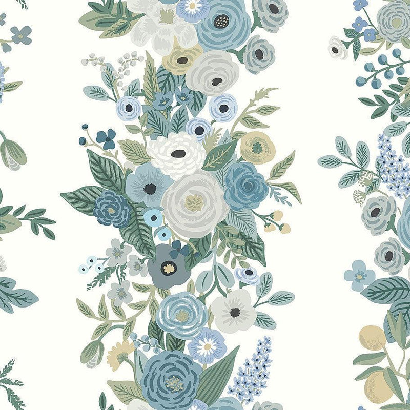Wallpaper Garden Party Trellis Wallpaper Sample // White & Blue 8 x 10 