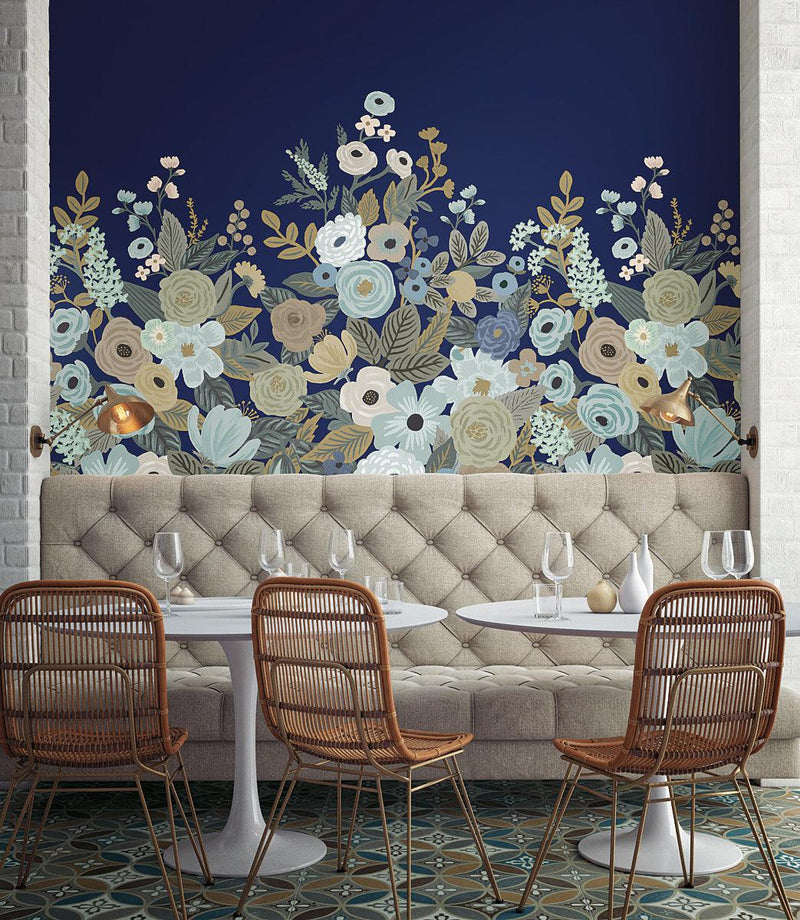 Wallpaper Garden Party Wall Mural Sample // Navy 8 x 10 