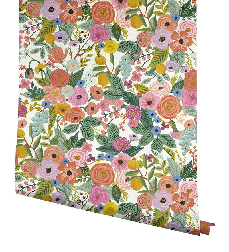 Wallpaper Garden Party Wallpaper // Coral & Orange 