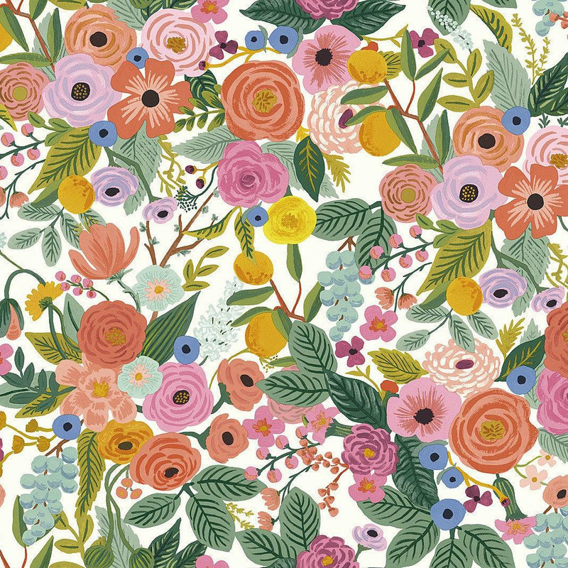 Wallpaper Garden Party Wallpaper Sample // Coral & Orange 8 x 10 