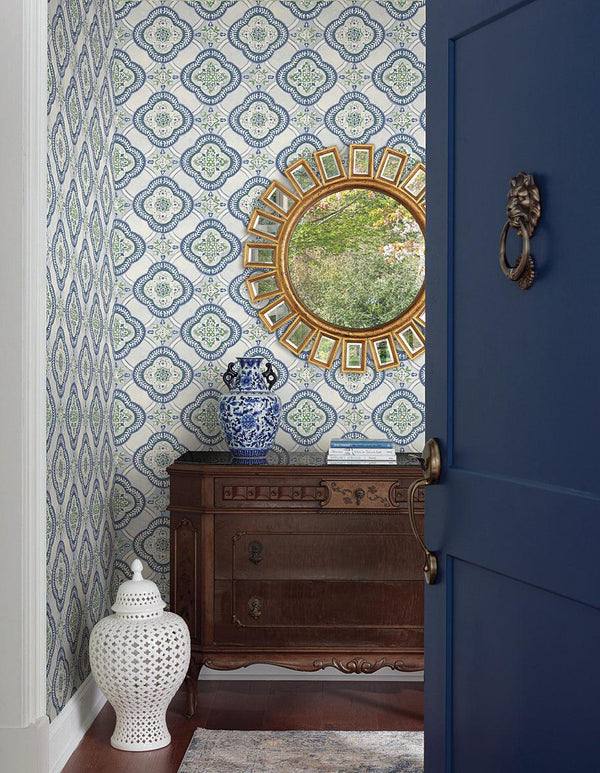 Wallpaper Garden Trellis Wallpaper // Cobalt 