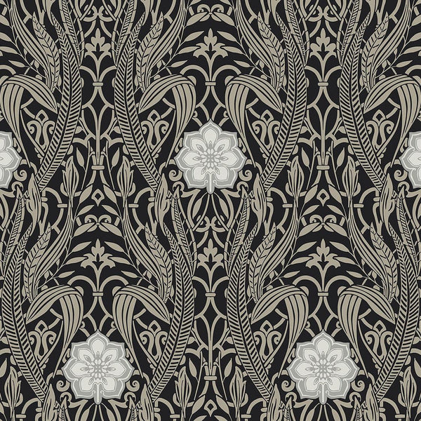 Wallpaper Gatsby Damask Wallpaper // Black 