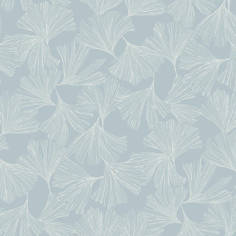 Wallpaper Gingko Toss Wallpaper Sample // Blue 8 x 10 