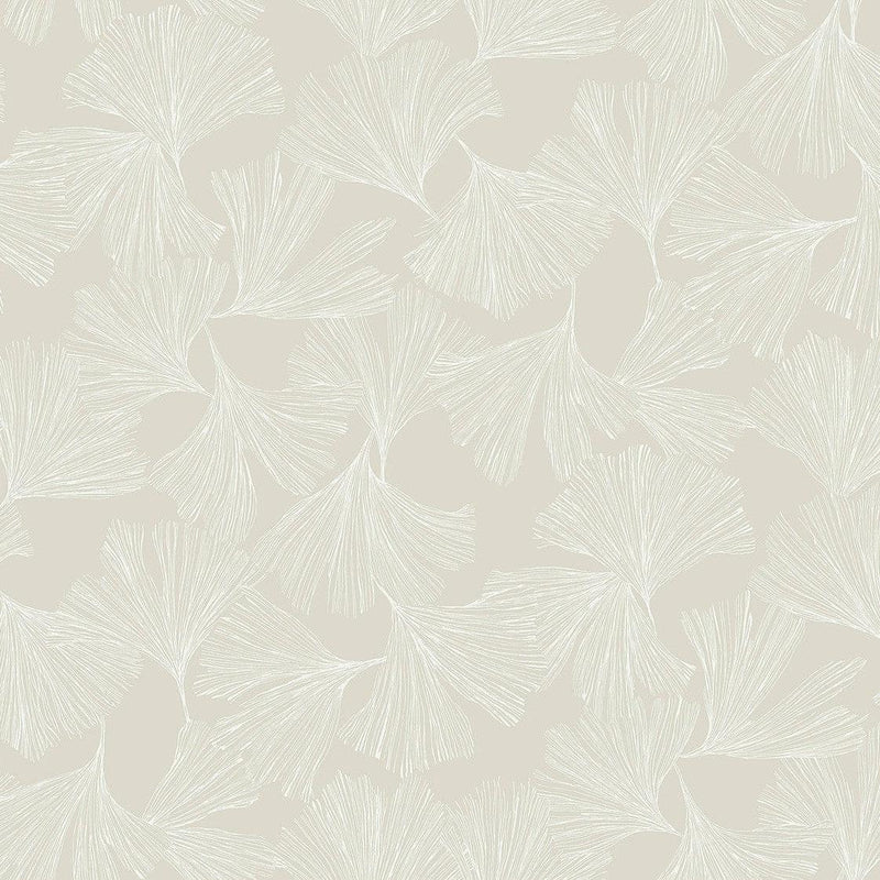 Wallpaper Gingko Toss Wallpaper Sample // Cream 8 x 10 