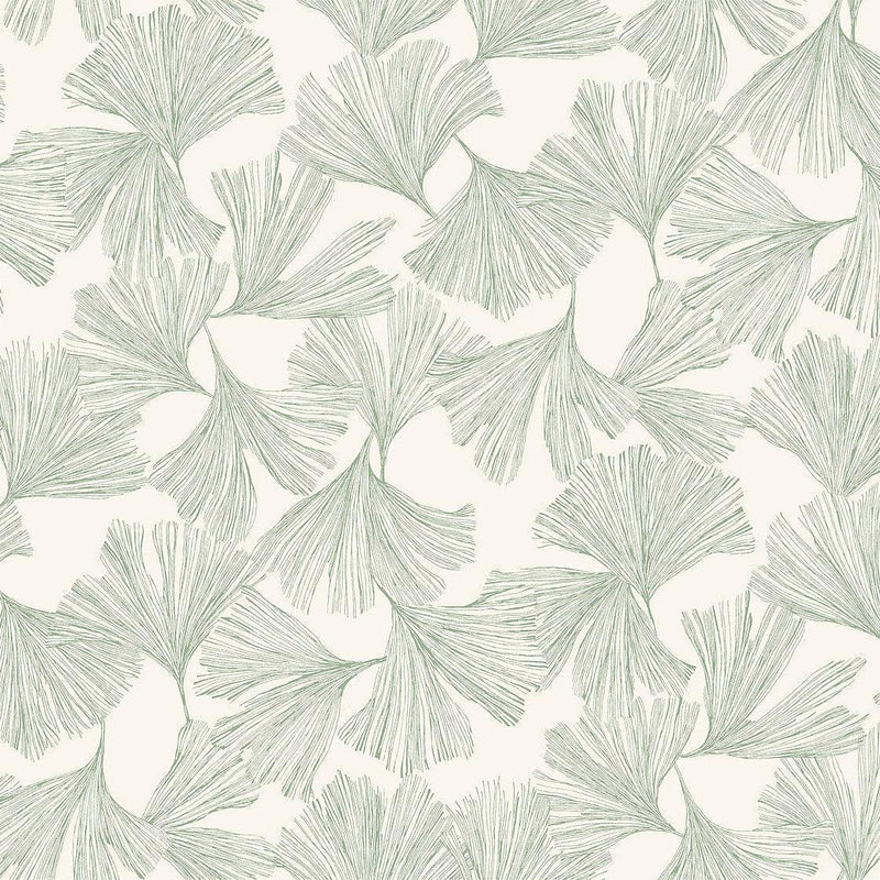 Wallpaper Gingko Toss Wallpaper Sample // Green 8 x 10 