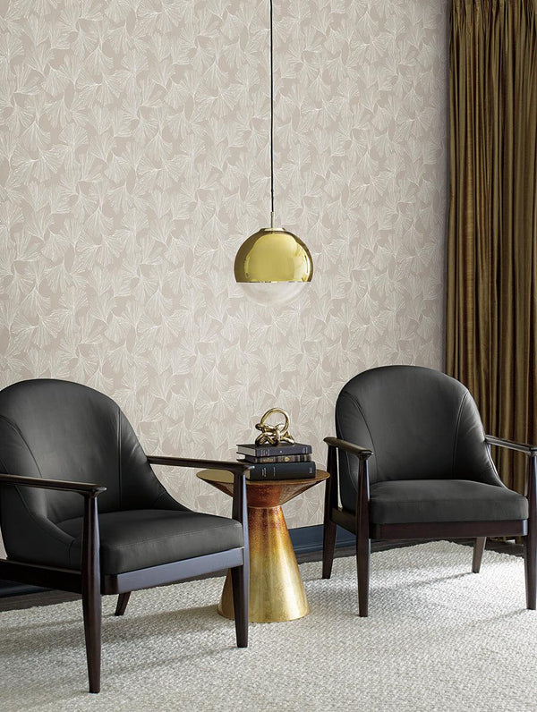 Wallpaper Ginkgo Toss Wallpaper // Silver 