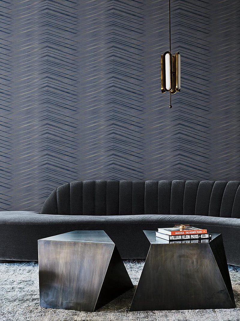 Wallpaper Glistening Chevron Wallpaper // Navy 