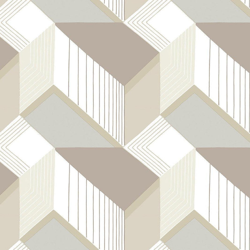 Wallpaper Graphic Geo Blocks Wallpaper Sample // White & Cream 8 x 10 