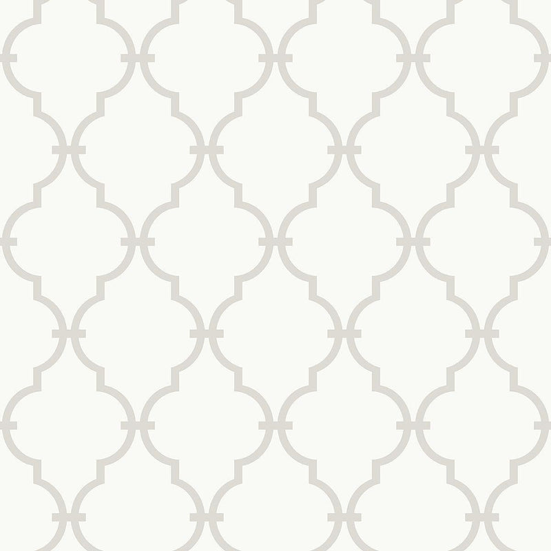 Wallpaper Graphic Trellis Wallpaper Sample // White & Soft Grey 8 x 10 