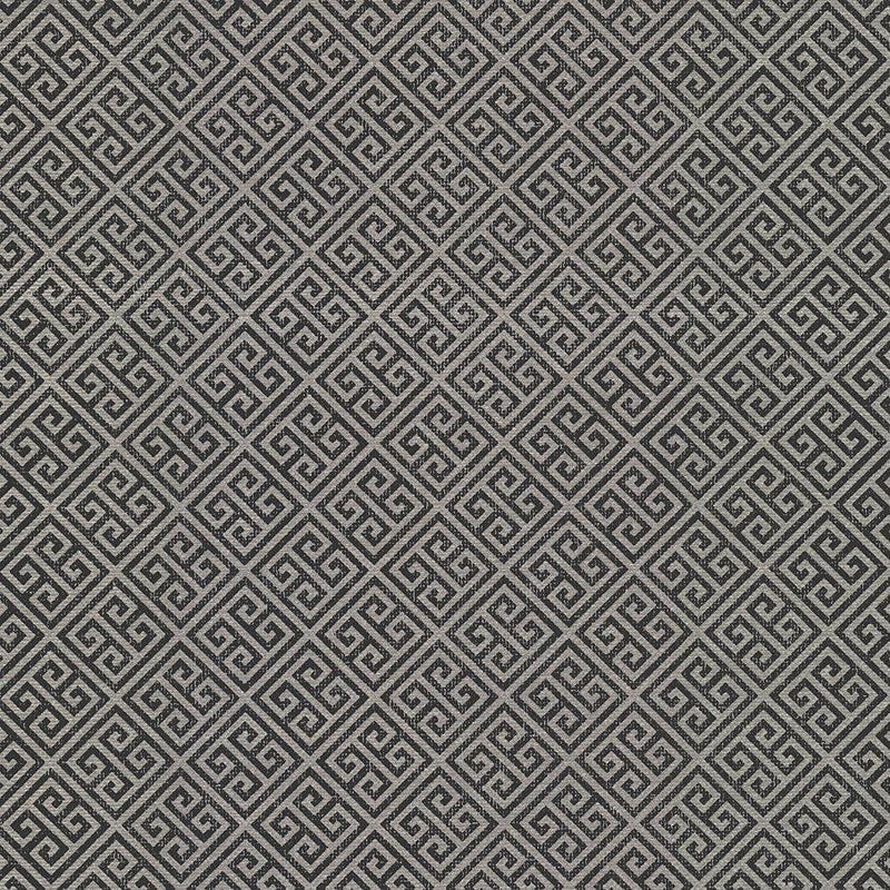 Wallpaper Grecian Geometric Wallpaper Sample // Silver & Black 8 x 10 