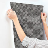 Wallpaper Grecian Geometric Wallpaper // Silver & Black 