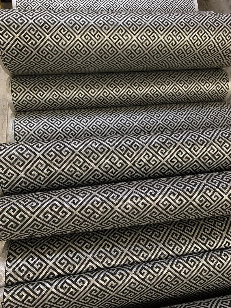 Wallpaper Grecian Geometric Wallpaper // Silver & Black 