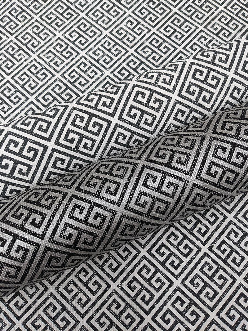 Wallpaper Grecian Geometric Wallpaper // Silver & Black 