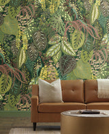 Wallpaper Greenery Mural Jade Wall Mural // Green & Black 