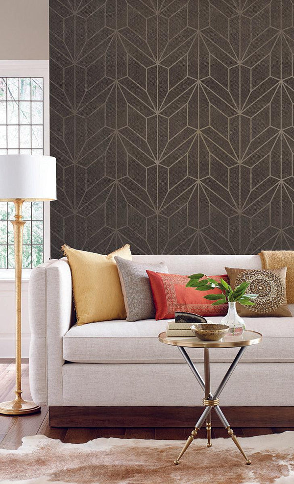 Wallpaper Hammered Diamond Inlay Wallpaper // Grey & Wood 