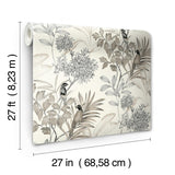 Wallpaper Handpainted Songbird Wallpaper // Grey 