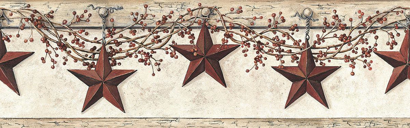 Wallpaper Hanging Star Border Sample // Off White & Khaki 8 x 10 