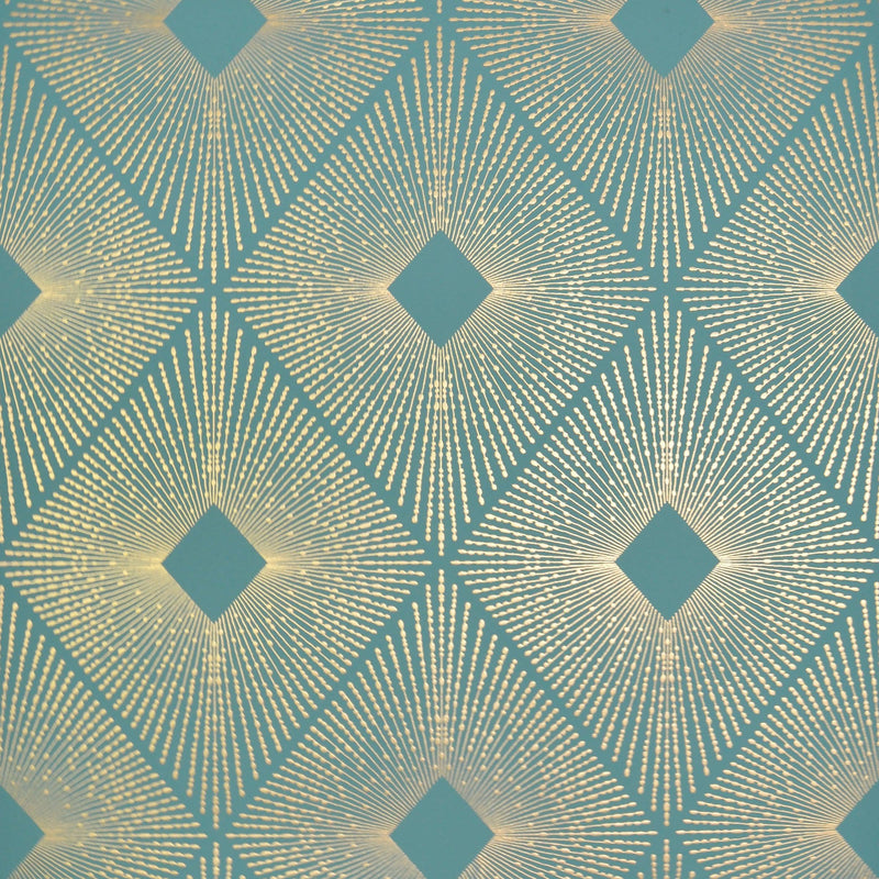 Wallpaper Harlowe Wallpaper Sample // Teal & Gold 8 x 10 