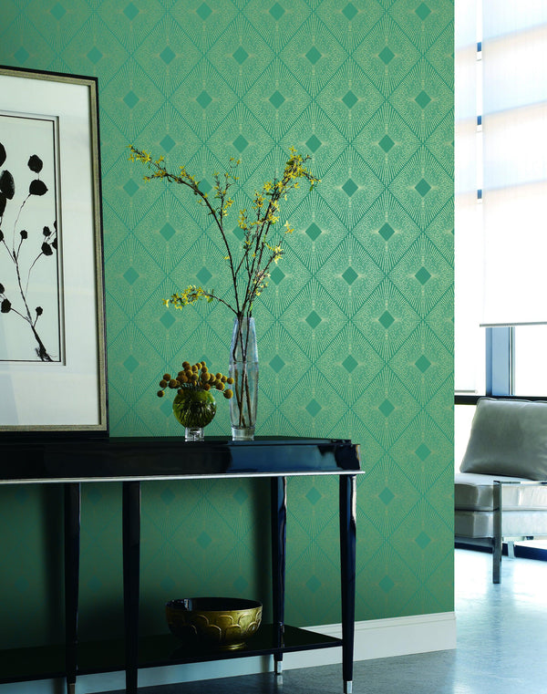 Wallpaper Harlowe Wallpaper // Teal & Gold 