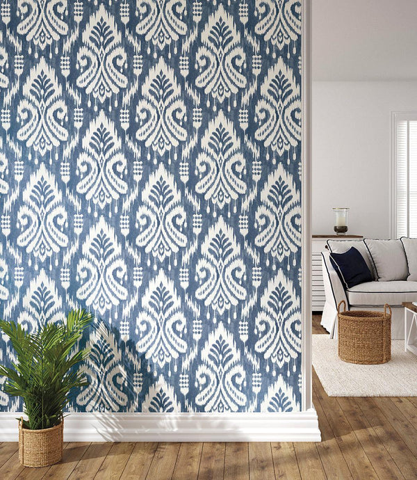 Wallpaper Hawthorne Ikat Peel & Stick Wallpaper // Blue 