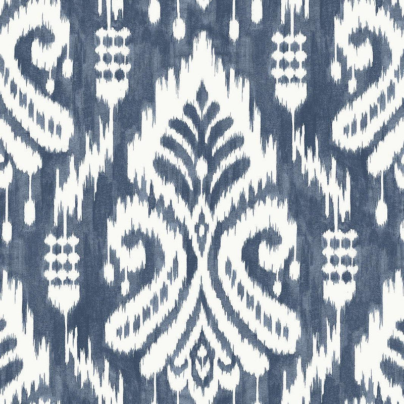 Wallpaper Hawthorne Ikat Peel & Stick Wallpaper Sample // Blue 8 x 10 