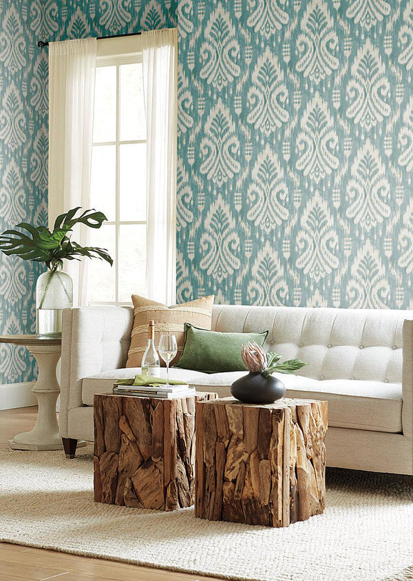 Wallpaper Hawthorne Ikat Wallpaper // Aqua 