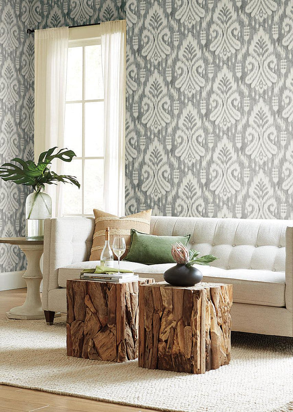 Wallpaper Hawthorne Ikat Wallpaper // Grey 