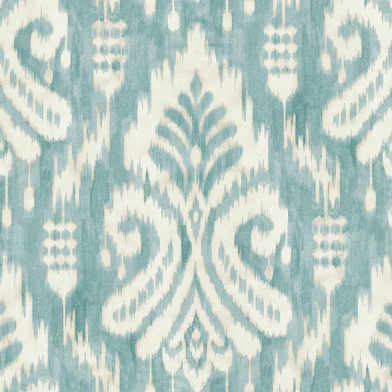Wallpaper Hawthorne Ikat Wallpaper Sample // Aqua 8 x 10 