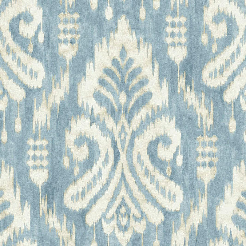 Wallpaper Hawthorne Ikat Wallpaper Sample // Blue 8 x 10 
