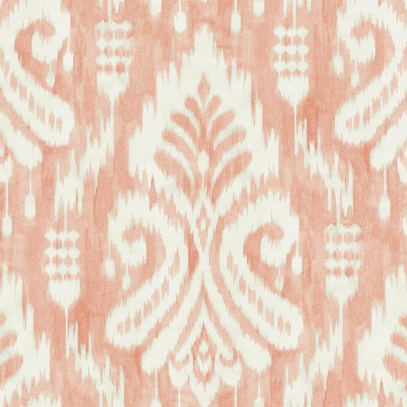Wallpaper Hawthorne Ikat Wallpaper Sample // Coral 8 x 10 