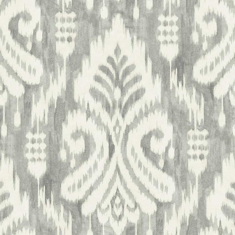 Wallpaper Hawthorne Ikat Wallpaper Sample // Grey 8 x 10 