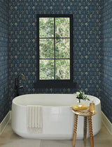 Wallpaper Hawthorne Wallpaper // Navy & Gold 