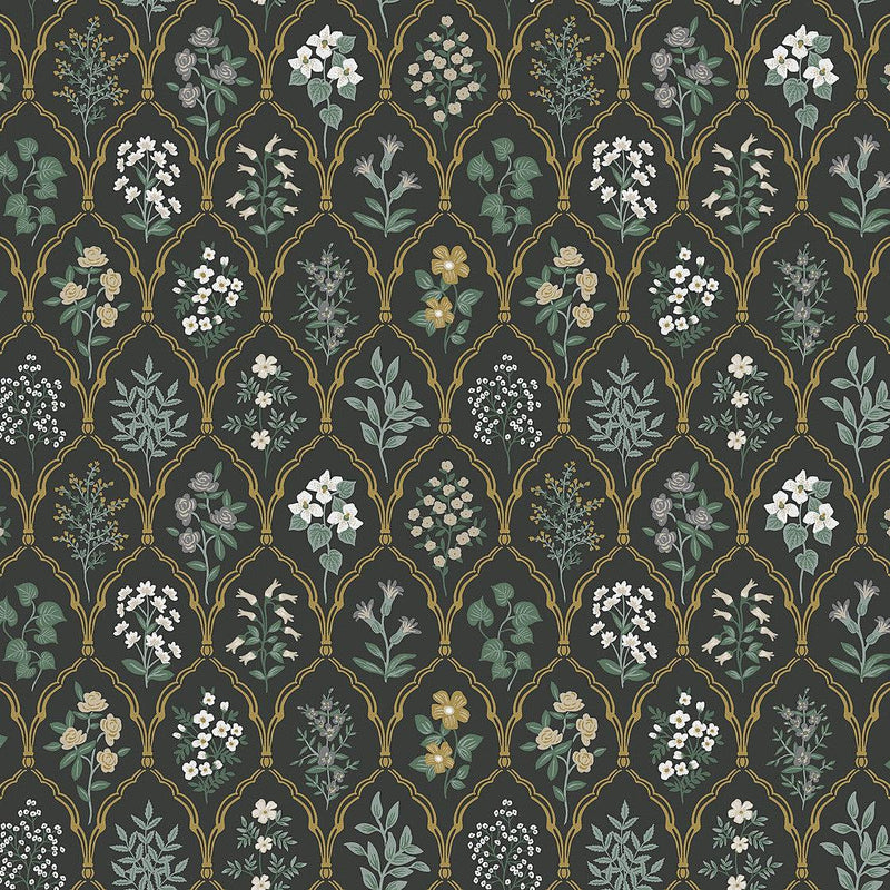 Wallpaper Hawthorne Wallpaper Sample // Black & Cream 8 x 10 