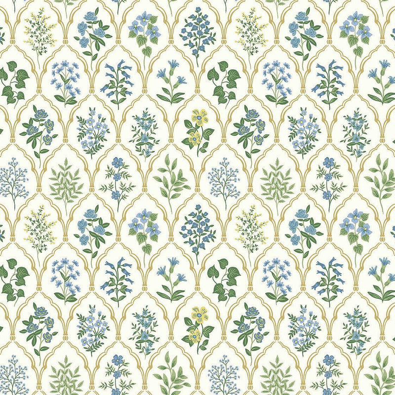 Wallpaper Hawthorne Wallpaper Sample // Blue & Green 8 x 10 