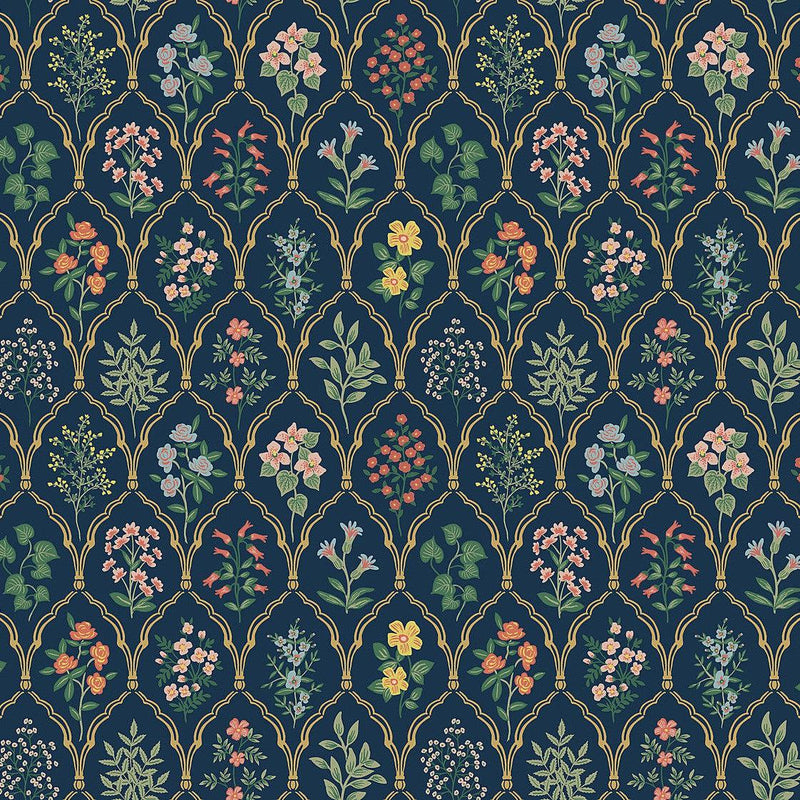Wallpaper Hawthorne Wallpaper Sample // Navy 8 x 10 