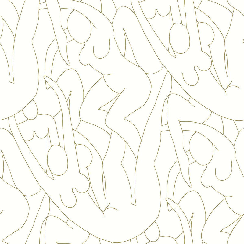 Wallpaper Head over Heels Peel & Stick Wallpaper Sample // Gold Metallic 8 x 10 