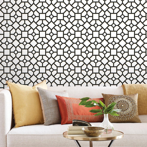 Wallpaper Hedgerow Trellis Peel & Stick Wallpaper // Black & Gold 