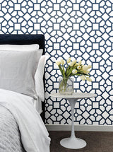 Wallpaper Hedgerow Trellis Peel & Stick Wallpaper // Navy 