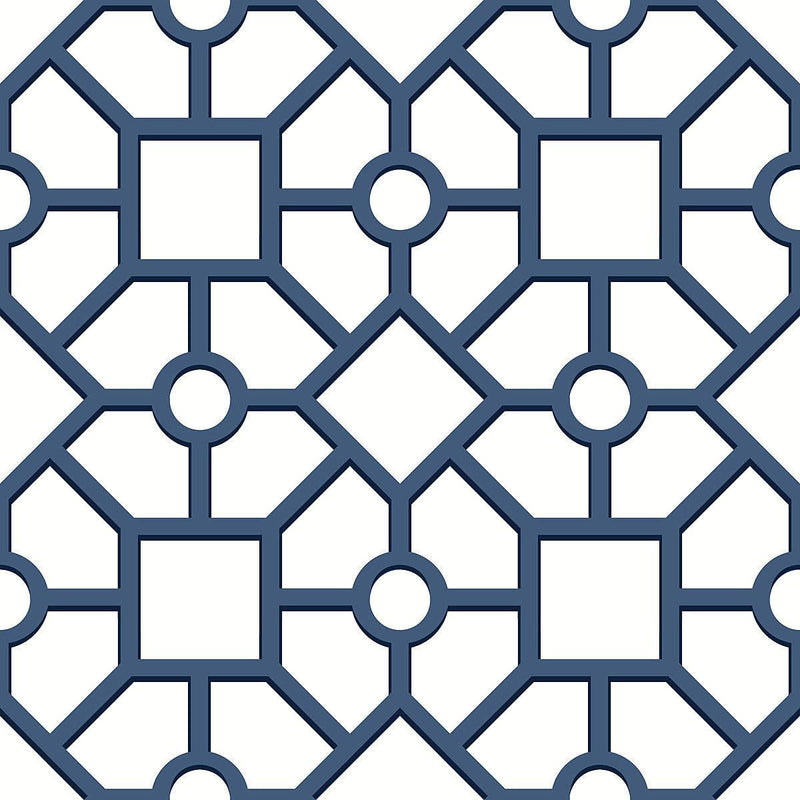 Wallpaper Hedgerow Trellis Peel & Stick Wallpaper Sample // Navy 8 x 10 