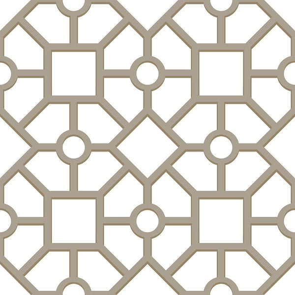Wallpaper Hedgerow Trellis Peel & Stick Wallpaper Sample // Taupe & Gold 8 x 10 